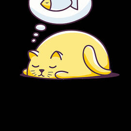 Funny Sleeping Cat Dreamer of Fish by Jacob Zelazny