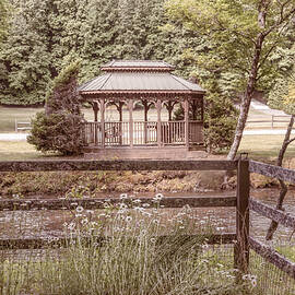 Gazebo on the Country Mountain Stream by Debra and Dave Vanderlaan
