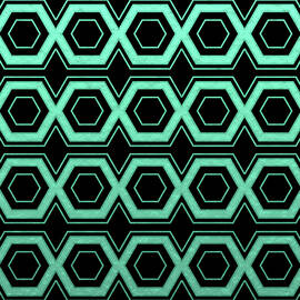 Geometric Hexagon Pattern - Cyan by Studio Grafiikka