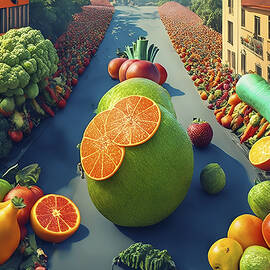 Giant Fruits and Vegetables Parade  by Karuna Basandra
