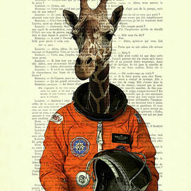 Giraffe astronaut, fantasy animal art