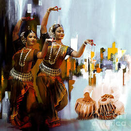 Girls Dancing Kathak On Tabla  by Gull G