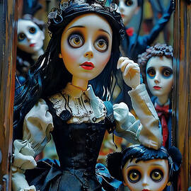 Gothic Dolls' Melancholy Window Gathering by ArtAlice