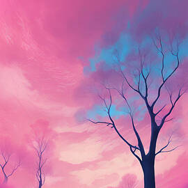 Gradient Sky with Abstract Trees by Jeff Creation