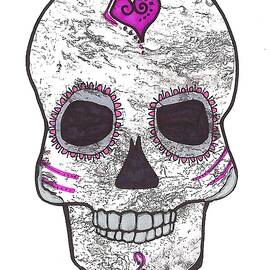 Gray and Pink Sugar Skull by Expressions By Stephanie