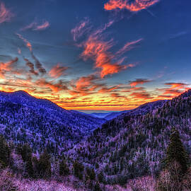 Great Smoky Mountains Winter Sunset Gatlinburg Tennessee Mountains Landscape Art