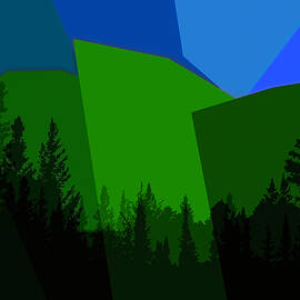 Green Forest Blue Sky Modern Abstract by Dan Sproul