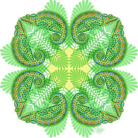 Green Panther Chameleon #2 Mandala by Tim Phelps