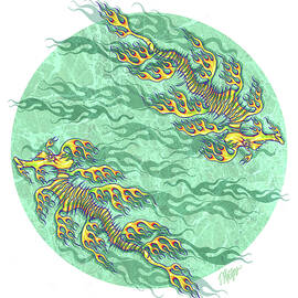 Green Sea Dragon Nature Mandala by Tim Phelps
