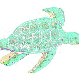 Green Watercolor Sea Turtle by Pamela Williams