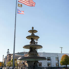 Greenville Ohio Fountain And Flags by Dan Sproul