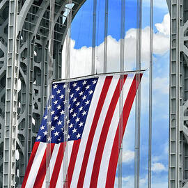 GW Bridge Flag on Independence Day  by Regina Geoghan