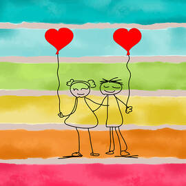 Hand drawn set by children, Vector love illustration, one line drawing, gifts for valentines day by MOUNIR KHALFOUF