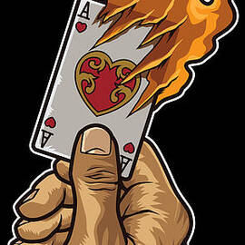 Hand with Burning Ace Card Poker Luck Gambler by Mister Tee