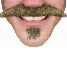 Handlebar Moustache Facial Hair Male Novelty Face Mask by Joan Stratton