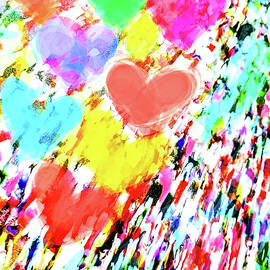 Happy cascade of color and hearts by Lucia Waterson