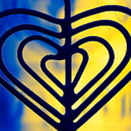 Hearts Blue Yellow by Mo Barton