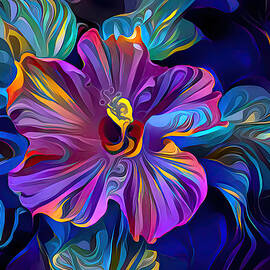 Hedonistic Purple Hibiscus by Carol Lowbeer