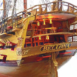HMS Bellona 1760  Under Construction Painting by John Straton