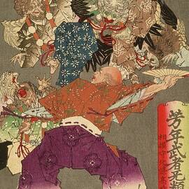 Hojo Takatoki Lord of Sagami  Warding Off Tengu with His Fan Yoshitoshi by MotionAge Designs