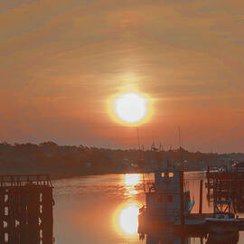 Holden Beach Sunrise at eh Dock by Roberta Byram
