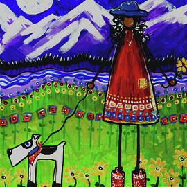Home Rocky Mountains River Cowboy Girl Dog Flowers Moon Sweet Home Jackie Carpenter Country by Jackie Carpenter