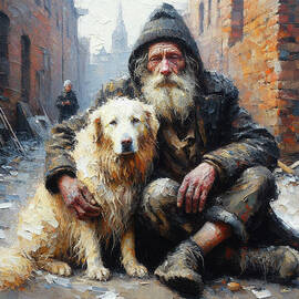 Homeless Person with Dog - DWP1702587