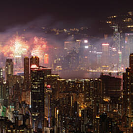 Hong Kong Skyline chinese new year fireworks by Sonny Ryse