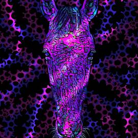 Horse Head Squiggle Purple Pink Psychedelic by Joan Stratton