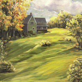 House on the Hill in Autumn by Nancy Griswold