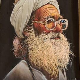 hyper realistic painting,Indian  old man  painting by Manish Vaishnav