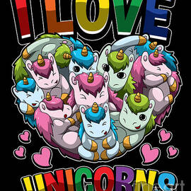 I Love Unicorns Heart Full Of Mythical Creatures by Mister Tee