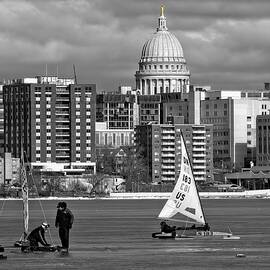 Ice boats and Capitol, Madison, Wisconsin by Steven Ralser