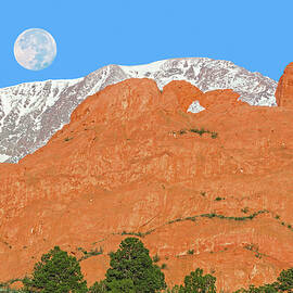 Inner Peace Is Not Having More, But Needing Less. Moonset Behind The Kissing Camels And Pikes Peak by Bijan Pirnia