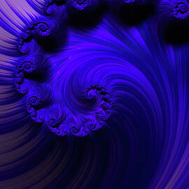 Intricate Indigo Fractal Spiral Abstract by Shelli Fitzpatrick