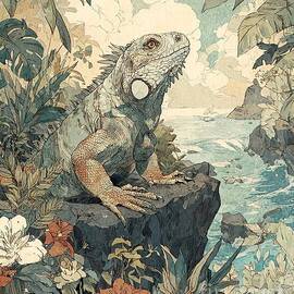 Island Reptile Tropical Lizard Majestic Lizard in a Lush Tropical Paradise Jungle Creature by Clint McLaughlin