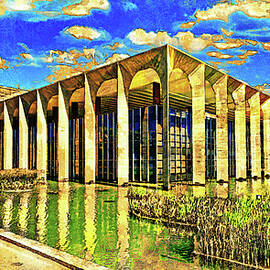 Itamaraty Palace in Brasilia - digital painting with vintage look