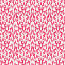 Japanese Seigaiha Pattern In Eggshell White And Ruby Pink n.0036 by Holy Rock Design