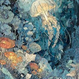Jellyfish Bloom Subaquatic Bloom with Jellyfish Submerged Flora Aquatic Plants by Clint McLaughlin