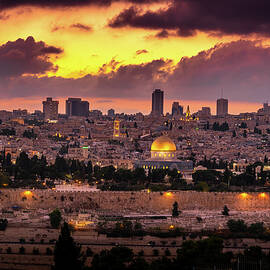 Jerusalem at sunset by Gabriel Helou