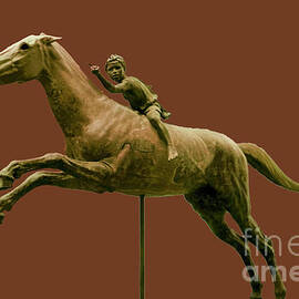 Jockey of Artemision - Red/Brown Background 4 by Bob Phillips