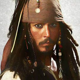 Johnny Depp as  Captain Jack Sparrow Painting 1 by John Straton