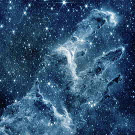 JWST - The Pillars of Creation in the Eagle Nebula - NIRCam Image - Square Crop - Cyanotype by Eric Glaser
