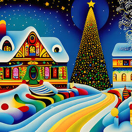 Kandinsky Style Christmas Scene by Robert Thompson