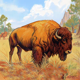 Kansas, Bison in Tall Grass Prairie by Long Shot