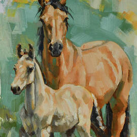 Kiger Mare and Foal I by Jennifer Pratt