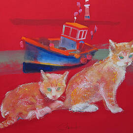 Kittens With Boat by Charles Stuart