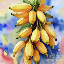 Lady Fingers Bananas Watercolor by Sandi OReilly