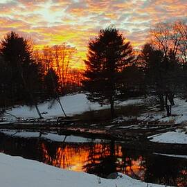 Lake Anasagunticook Outlet Sunset in Canton Maine by Mike Breau