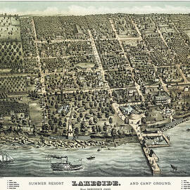 Lakeside Near Sandusky Ohio Vintage Map Birds Eye View 1884 by Carol Japp